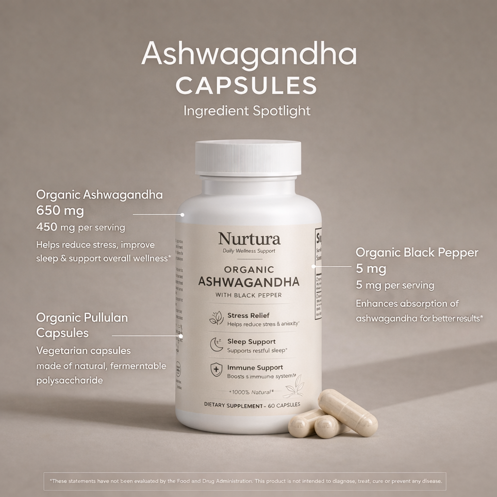 Nurtura Organic Ashwagandha (60 Caps)