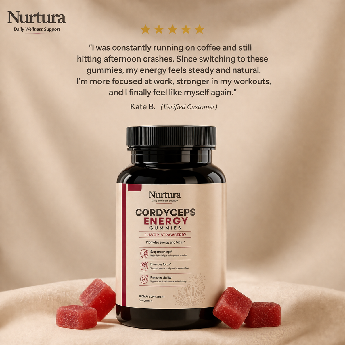 Nurtura Cordyceps Energy Complex Gummies