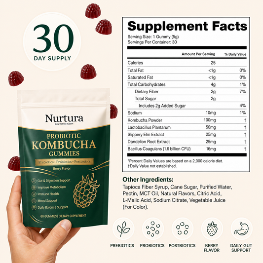 Nurtura Kombucha Probiotic Gummies