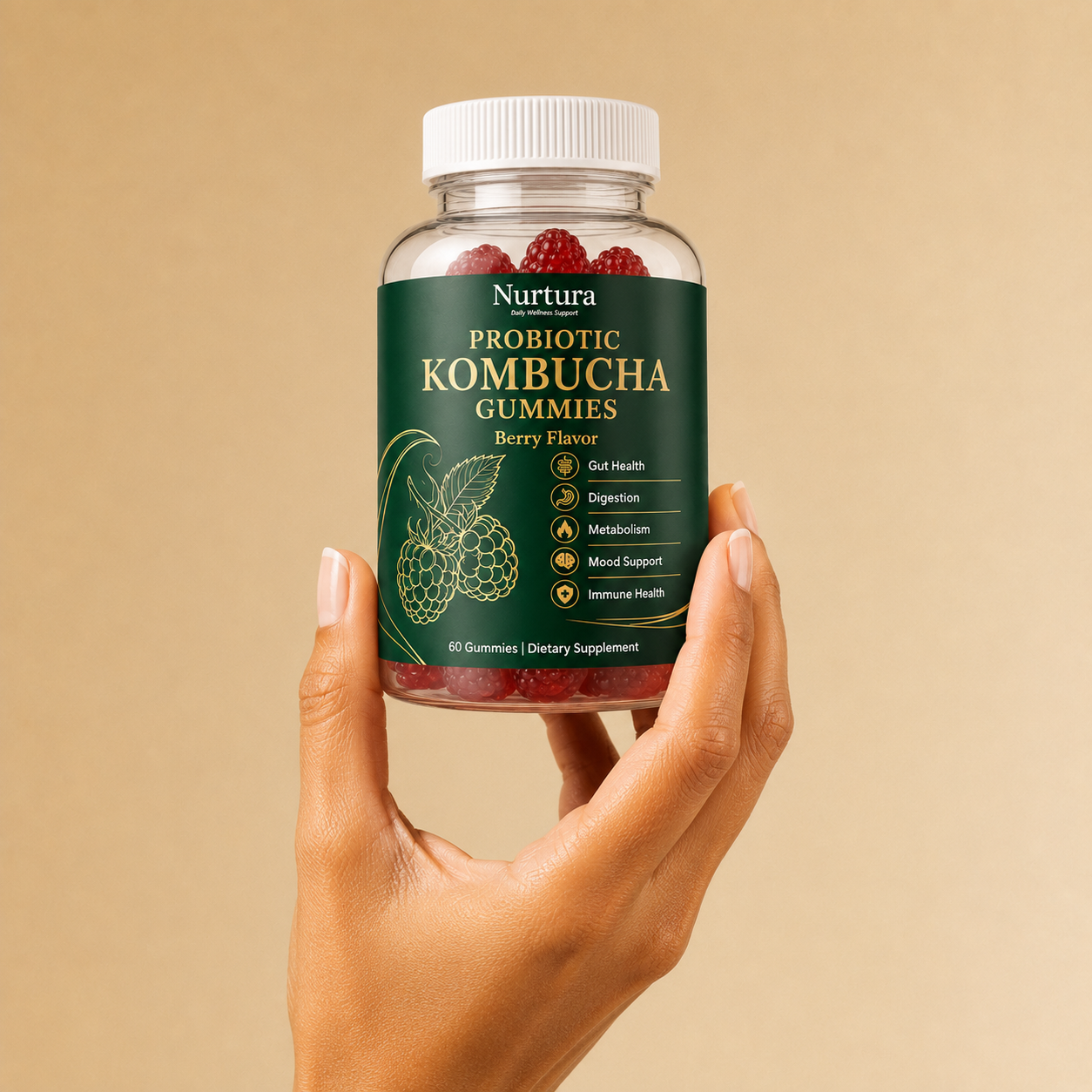 Nurtura Kombucha Probiotic (60) Gummies
