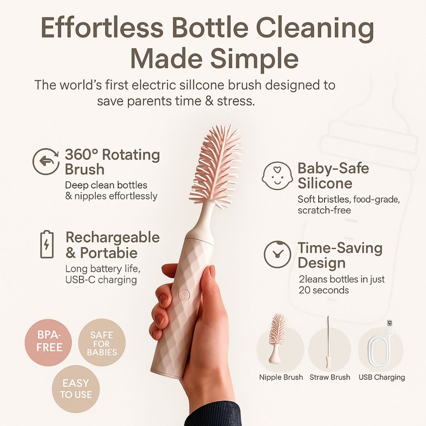 Nurtura™ Portable Effortless Bottle Brush